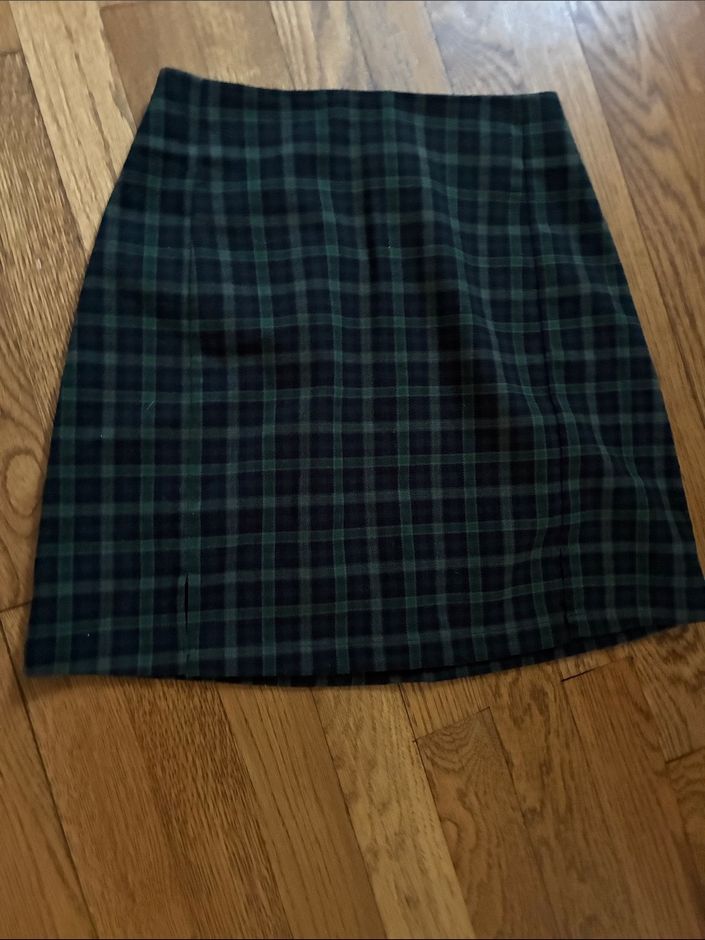 Brandy Melville Black and Forest Green Plaid Mini Skirt
